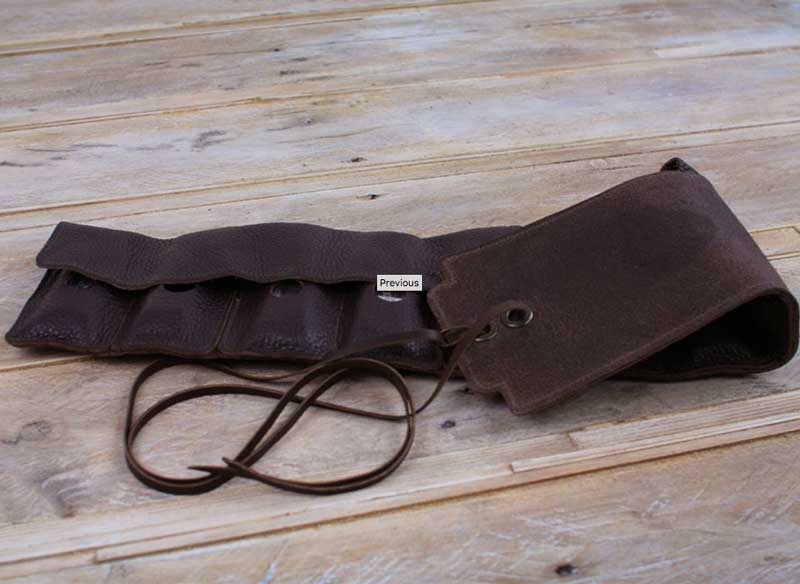 Straight-8 Leather Harmonica Case with tie cords - brown